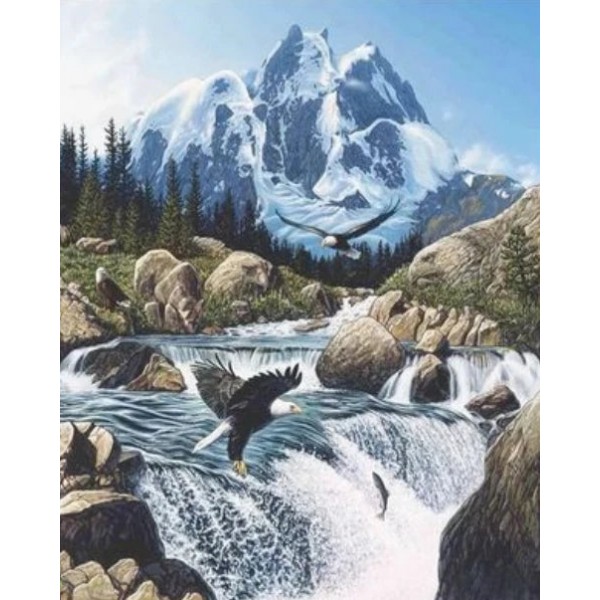 Mountain Landscape Diy Waterfall Paint By Numbers Kits Australia