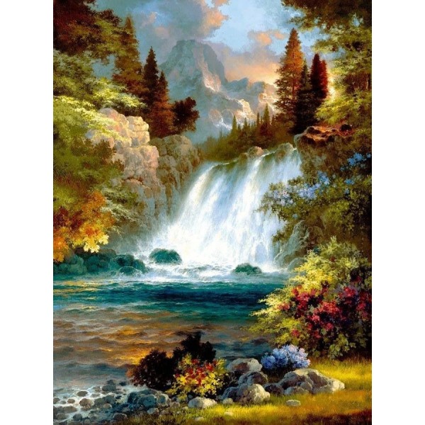 Mountain Waterfall Diy Paint By Numbers Kits Australia