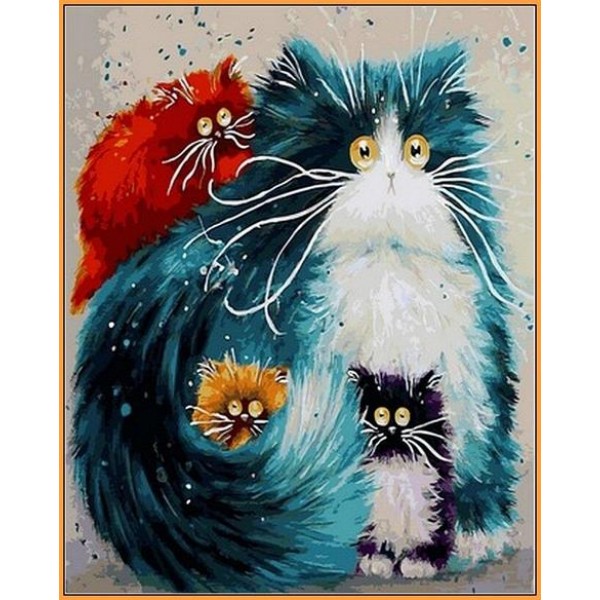 Pet Four Colorful Cats Diy Paint By Numbers Kits Australia