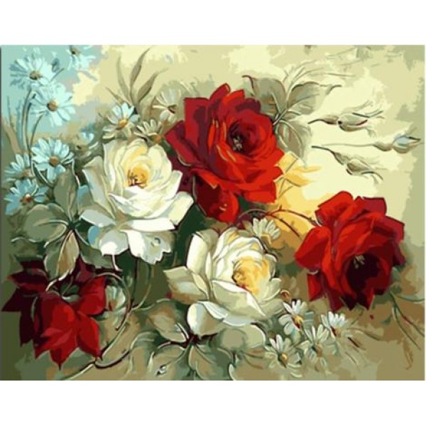 White Red Rose Flowers Diy Paint By Numbers Kits Australia