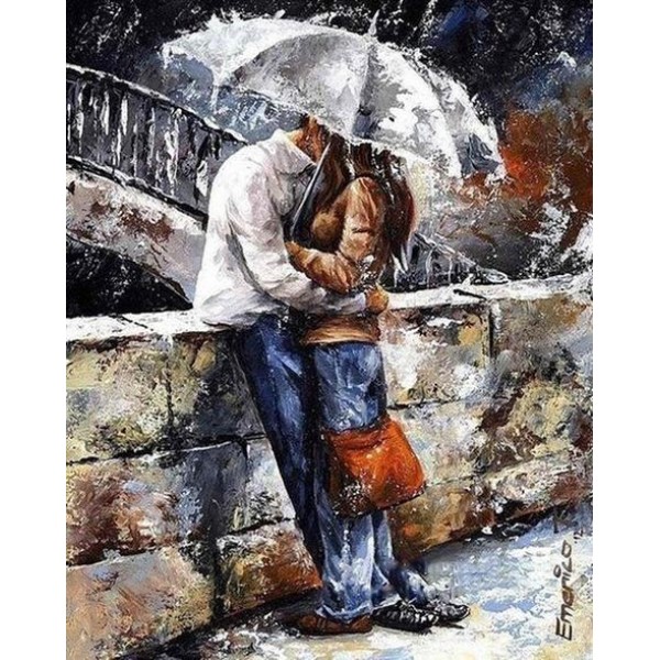 Portrait Lovers Under Umbrella Diy Paint By Numbers Kits Australia